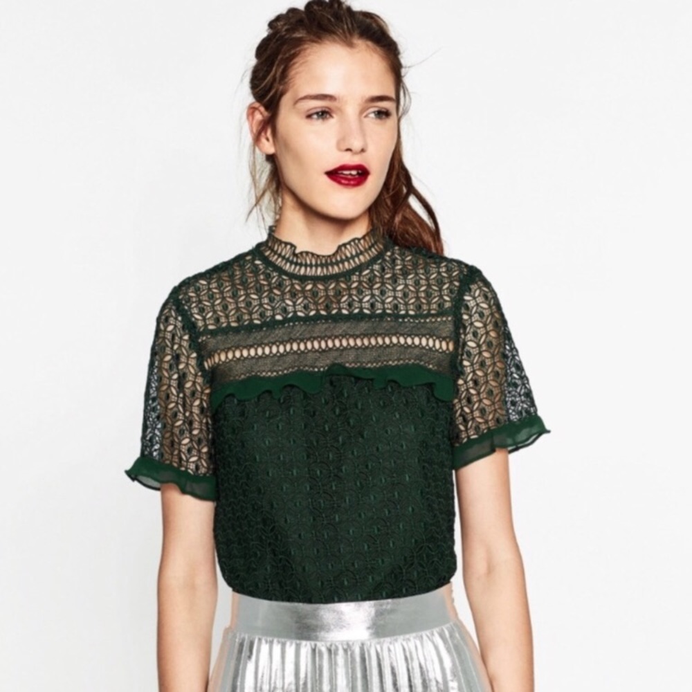Zara Lace Green Top